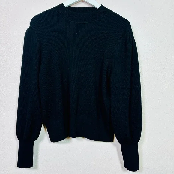 BANANA REPUBLIC Black Mockneck‎ Ribbed Sweater, Size XL - Picture 3 of 8
